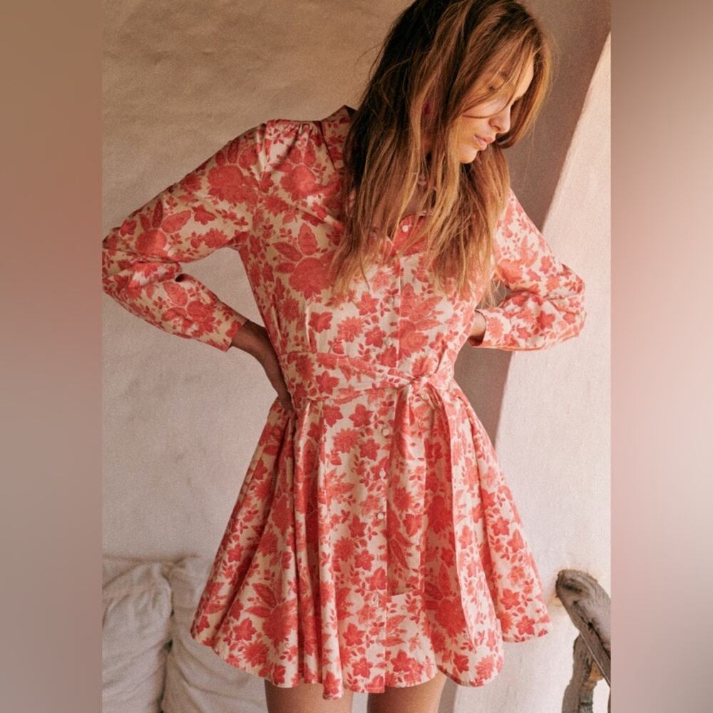Sezane Sol dress in Coral Flowers Size 4 NWOT